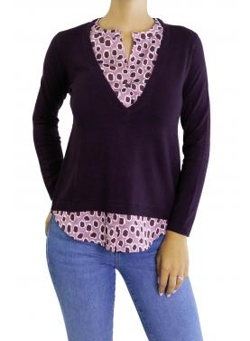 Maglia con camicia fantasia